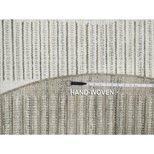 Load image into Gallery viewer, 8&#39;x8&#39; Cream White, Undyed Natural Wool, Hand Woven, Flat Weave With Textured Pile, Round, Oriental Rug FWR550620