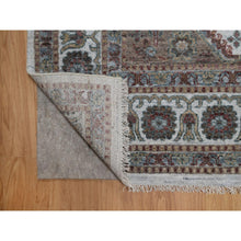 Load image into Gallery viewer, 8&#39;x10&#39; Alabaster White, Unique Flower Rosettes Border Design, Shiraz Reimagined, Hand Knotted, Natural Wool, Thick And Plush, Oriental Rug FWR550626