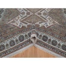 Load image into Gallery viewer, 8&#39;x10&#39; Alabaster White, Unique Flower Rosettes Border Design, Shiraz Reimagined, Hand Knotted, Natural Wool, Thick And Plush, Oriental Rug FWR550626