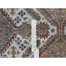 Load image into Gallery viewer, 8&#39;x10&#39; Alabaster White, Unique Flower Rosettes Border Design, Shiraz Reimagined, Hand Knotted, Natural Wool, Thick And Plush, Oriental Rug FWR550626