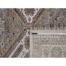 Load image into Gallery viewer, 8&#39;x10&#39; Alabaster White, Unique Flower Rosettes Border Design, Shiraz Reimagined, Hand Knotted, Natural Wool, Thick And Plush, Oriental Rug FWR550626
