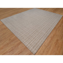 Load image into Gallery viewer, 12&#39;x15&#39; Light Brown, Vertical Stripes Design With Salt And Pepper Effect, Undyed Natural Wool, Hand Loomed, Oversized, Xl, Oriental Rug FWR550632