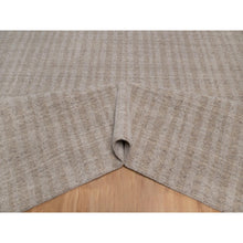 Load image into Gallery viewer, 12&#39;x15&#39; Light Brown, Vertical Stripes Design With Salt And Pepper Effect, Undyed Natural Wool, Hand Loomed, Oversized, Xl, Oriental Rug FWR550632