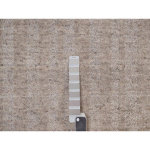 12'x15' Light Brown, Vertical Stripes Design With Salt And Pepper Effect, Undyed Natural Wool, Hand Loomed, Oversized, Xl, Oriental Rug FWR550632