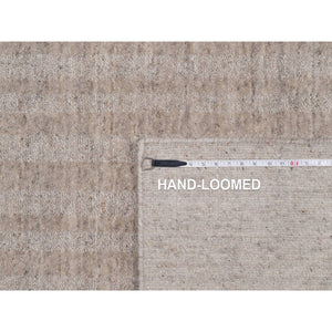 12'x15' Light Brown, Vertical Stripes Design With Salt And Pepper Effect, Undyed Natural Wool, Hand Loomed, Oversized, Xl, Oriental Rug FWR550632