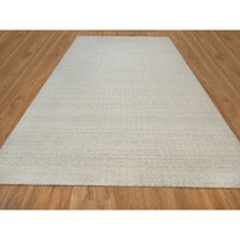 Load image into Gallery viewer, 12&#39;x15&#39; Papyrus White, Hand Loomed, Vertical Stripes Design With Salt And Pepper Effect, Undyed Natural Wool, Xl, Oversized, Oriental Rug FWR550638