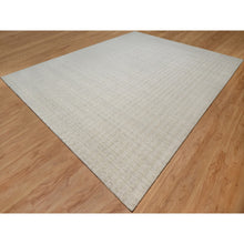 Load image into Gallery viewer, 12&#39;x15&#39; Papyrus White, Hand Loomed, Vertical Stripes Design With Salt And Pepper Effect, Undyed Natural Wool, Xl, Oversized, Oriental Rug FWR550638