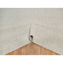 Load image into Gallery viewer, 12&#39;x15&#39; Papyrus White, Hand Loomed, Vertical Stripes Design With Salt And Pepper Effect, Undyed Natural Wool, Xl, Oversized, Oriental Rug FWR550638