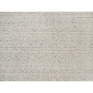 12'x15' Papyrus White, Hand Loomed, Vertical Stripes Design With Salt And Pepper Effect, Undyed Natural Wool, Xl, Oversized, Oriental Rug FWR550638