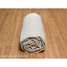 Load image into Gallery viewer, 12&#39;x15&#39; Papyrus White, Hand Loomed, Vertical Stripes Design With Salt And Pepper Effect, Undyed Natural Wool, Xl, Oversized, Oriental Rug FWR550638