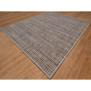 12'x15' Coffee Brown, Soft To Touch, Modern Plain Decor Box Design, Pure Wool, Loomed Knotted, Oversized, Xl, Oriental Rug FWR550644