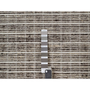 8'x10' Coffee Brown, Modern Plain Decor Box Design, Soft To Touch, Loomed Knotted, Pure Wool, Oriental Rug FWR550662