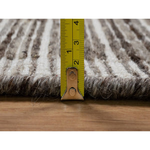 8'x10' Coffee Brown, Modern Plain Decor Box Design, Soft To Touch, Loomed Knotted, Pure Wool, Oriental Rug FWR550662