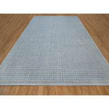 Load image into Gallery viewer, 12&#39;x15&#39; Faded Denim Blue, Modern Plain Decor Box Design, Soft To Touch, Loomed Knotted, Pure Wool, Xl, Oversized, Oriental Rug FWR550668