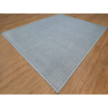 Load image into Gallery viewer, 12&#39;x15&#39; Faded Denim Blue, Modern Plain Decor Box Design, Soft To Touch, Loomed Knotted, Pure Wool, Xl, Oversized, Oriental Rug FWR550668