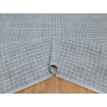 Load image into Gallery viewer, 12&#39;x15&#39; Faded Denim Blue, Modern Plain Decor Box Design, Soft To Touch, Loomed Knotted, Pure Wool, Xl, Oversized, Oriental Rug FWR550668