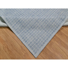 Load image into Gallery viewer, 12&#39;x15&#39; Faded Denim Blue, Modern Plain Decor Box Design, Soft To Touch, Loomed Knotted, Pure Wool, Xl, Oversized, Oriental Rug FWR550668