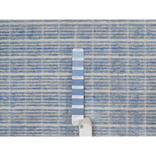 Load image into Gallery viewer, 12&#39;x15&#39; Faded Denim Blue, Modern Plain Decor Box Design, Soft To Touch, Loomed Knotted, Pure Wool, Xl, Oversized, Oriental Rug FWR550668