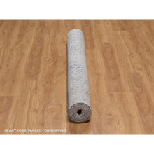 Load image into Gallery viewer, 6&#39;x9&#39; Drizzle Gray, Damask Design, Hand Knotted, Tone On Tone, Wool And Plant Based Silk, Oriental Rug FWR550674