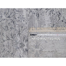 Load image into Gallery viewer, 6&#39;x9&#39; Drizzle Gray, Damask Design, Hand Knotted, Tone On Tone, Wool And Plant Based Silk, Oriental Rug FWR550674