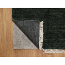 Load image into Gallery viewer, 2&#39;x2&#39;9&quot; Seaweed Green, Stripes Design, Hand Loomed, Pure Wool, Sample, Mat, Oriental Rug FWR550680