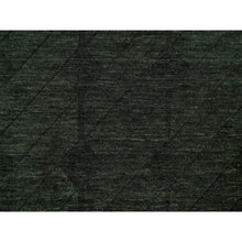 Load image into Gallery viewer, 2&#39;x2&#39;9&quot; Seaweed Green, Stripes Design, Hand Loomed, Pure Wool, Sample, Mat, Oriental Rug FWR550680