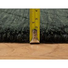 Load image into Gallery viewer, 2&#39;x2&#39;9&quot; Seaweed Green, Stripes Design, Hand Loomed, Pure Wool, Sample, Mat, Oriental Rug FWR550680