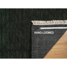 Load image into Gallery viewer, 2&#39;x2&#39;9&quot; Seaweed Green, Stripes Design, Hand Loomed, Pure Wool, Sample, Mat, Oriental Rug FWR550680