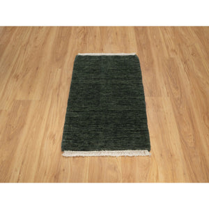 2'x2'8" Juniper Green, Plain Solid Design, Salt And Pepper Effect, Hand Loomed, Pure Wool, Sample, Mat, Oriental Rug FWR550686