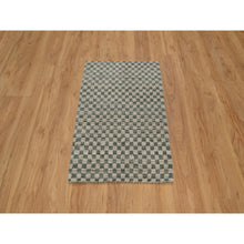 Load image into Gallery viewer, 2&#39;x3&#39; Beige, Checkerboard Design, Hand Loomed, Pure Wool, Sample, Mat, Oriental Rug FWR550692