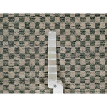 Load image into Gallery viewer, 2&#39;x3&#39; Beige, Checkerboard Design, Hand Loomed, Pure Wool, Sample, Mat, Oriental Rug FWR550692