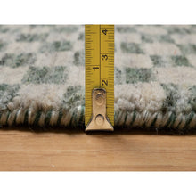 Load image into Gallery viewer, 2&#39;x3&#39; Beige, Checkerboard Design, Hand Loomed, Pure Wool, Sample, Mat, Oriental Rug FWR550692