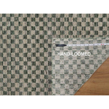 Load image into Gallery viewer, 2&#39;x3&#39; Beige, Checkerboard Design, Hand Loomed, Pure Wool, Sample, Mat, Oriental Rug FWR550692