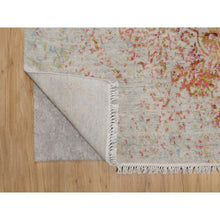 Load image into Gallery viewer, 6&#39;1&quot;x9&#39;1&quot; Bone White, Persian Erased Medallion Design, Hand Knotted, Wool And Pure Silk, Oriental Rug FWR550698