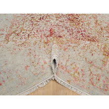 Load image into Gallery viewer, 6&#39;1&quot;x9&#39;1&quot; Bone White, Persian Erased Medallion Design, Hand Knotted, Wool And Pure Silk, Oriental Rug FWR550698