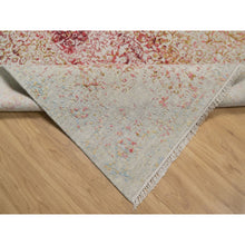 Load image into Gallery viewer, 6&#39;1&quot;x9&#39;1&quot; Bone White, Persian Erased Medallion Design, Hand Knotted, Wool And Pure Silk, Oriental Rug FWR550698