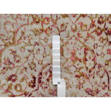 Load image into Gallery viewer, 6&#39;1&quot;x9&#39;1&quot; Bone White, Persian Erased Medallion Design, Hand Knotted, Wool And Pure Silk, Oriental Rug FWR550698