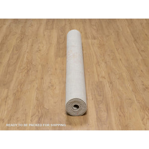 6'1"x9'1" Bone White, Persian Erased Medallion Design, Hand Knotted, Wool And Pure Silk, Oriental Rug FWR550698