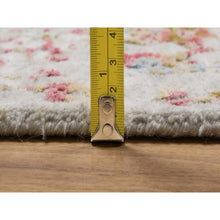 Load image into Gallery viewer, 6&#39;1&quot;x9&#39;1&quot; Bone White, Persian Erased Medallion Design, Hand Knotted, Wool And Pure Silk, Oriental Rug FWR550698