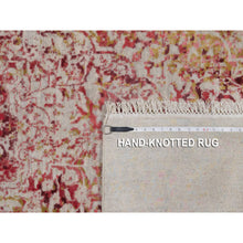 Load image into Gallery viewer, 6&#39;1&quot;x9&#39;1&quot; Bone White, Persian Erased Medallion Design, Hand Knotted, Wool And Pure Silk, Oriental Rug FWR550698