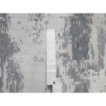 Load image into Gallery viewer, 2&#39;8&quot;x23&#39;10&#39; Black With Touches Of Ivory, Abstract Design, Hand Knotted, Wool And Silk, Oriental, Xl Runner, Rug FWR550704