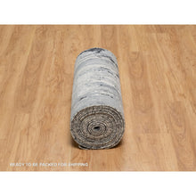 Load image into Gallery viewer, 2&#39;8&quot;x23&#39;10&#39; Black With Touches Of Ivory, Abstract Design, Hand Knotted, Wool And Silk, Oriental, Xl Runner, Rug FWR550704