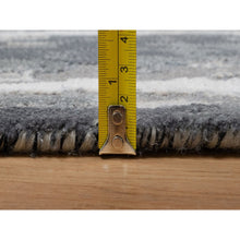 Load image into Gallery viewer, 2&#39;8&quot;x23&#39;10&#39; Black With Touches Of Ivory, Abstract Design, Hand Knotted, Wool And Silk, Oriental, Xl Runner, Rug FWR550704