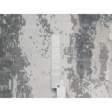 Load image into Gallery viewer, 2&#39;7&quot;x26&#39; Black With Touches Of Ivory, Abstract Design, Hand Knotted, Wool And Silk, Oriental, Xl Runner, Rug FWR550710