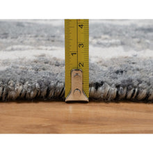 Load image into Gallery viewer, 2&#39;7&quot;x26&#39; Black With Touches Of Ivory, Abstract Design, Hand Knotted, Wool And Silk, Oriental, Xl Runner, Rug FWR550710