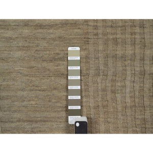 2'x2'8" Beige, Geometric Design, Hand Loomed, Pure Wool, Sample, Mat, Oriental Rug FWR550716