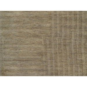 2'x2'8" Beige, Geometric Design, Hand Loomed, Pure Wool, Sample, Mat, Oriental Rug FWR550716