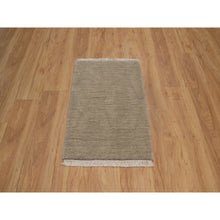Load image into Gallery viewer, 2&#39;x2&#39;9&quot; Elmwood Brown, Geometric Design, Hand Loomed, Pure Wool, Sample, Mat, Oriental Rug FWR550722