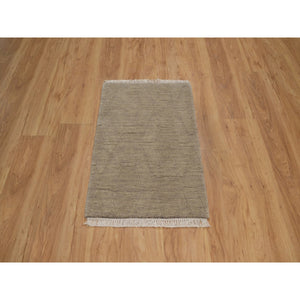 2'x2'9" Elmwood Brown, Geometric Design, Hand Loomed, Pure Wool, Sample, Mat, Oriental Rug FWR550722