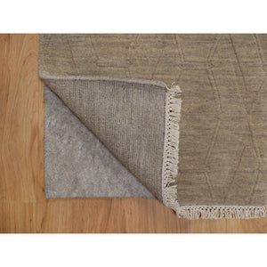 2'x2'9" Elmwood Brown, Geometric Design, Hand Loomed, Pure Wool, Sample, Mat, Oriental Rug FWR550722